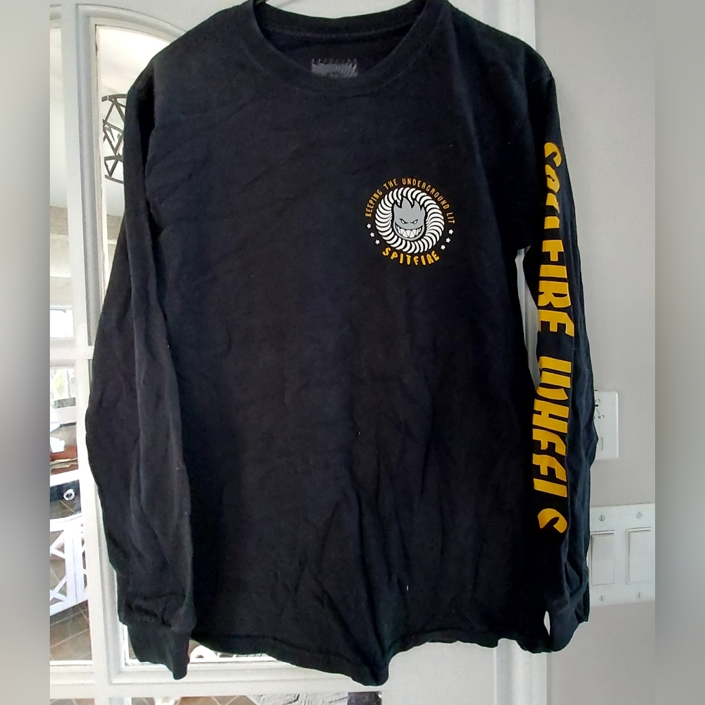 Spitfire Black Long Sleeve Shirt with Yellow Logo